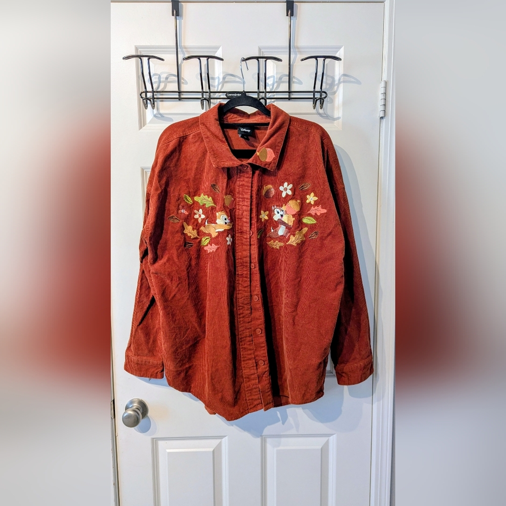 Disney Rust Jacket with Floral Embroidery